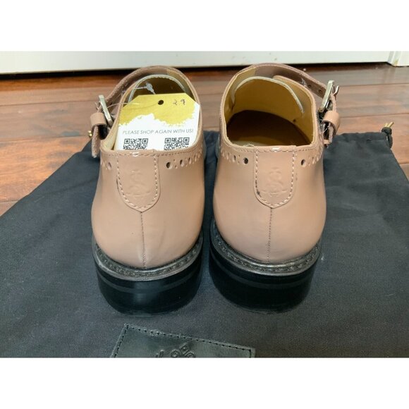 The Office of Angela Scott Beige Patent Leather Wingtip Shoes, Size 7.5 | 37.5